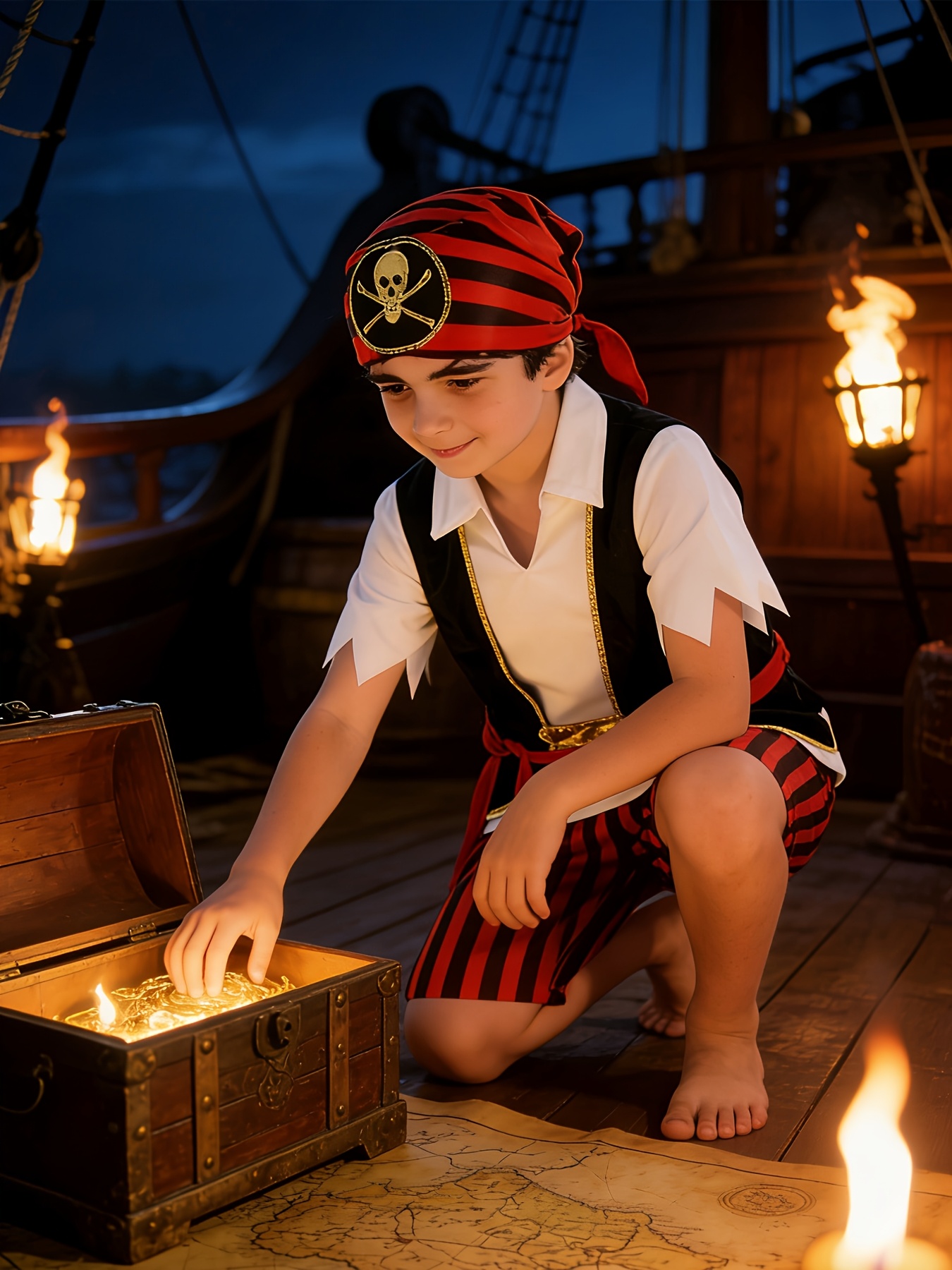 Boys' Pirate 4pc Costume Set for Halloween & Parties